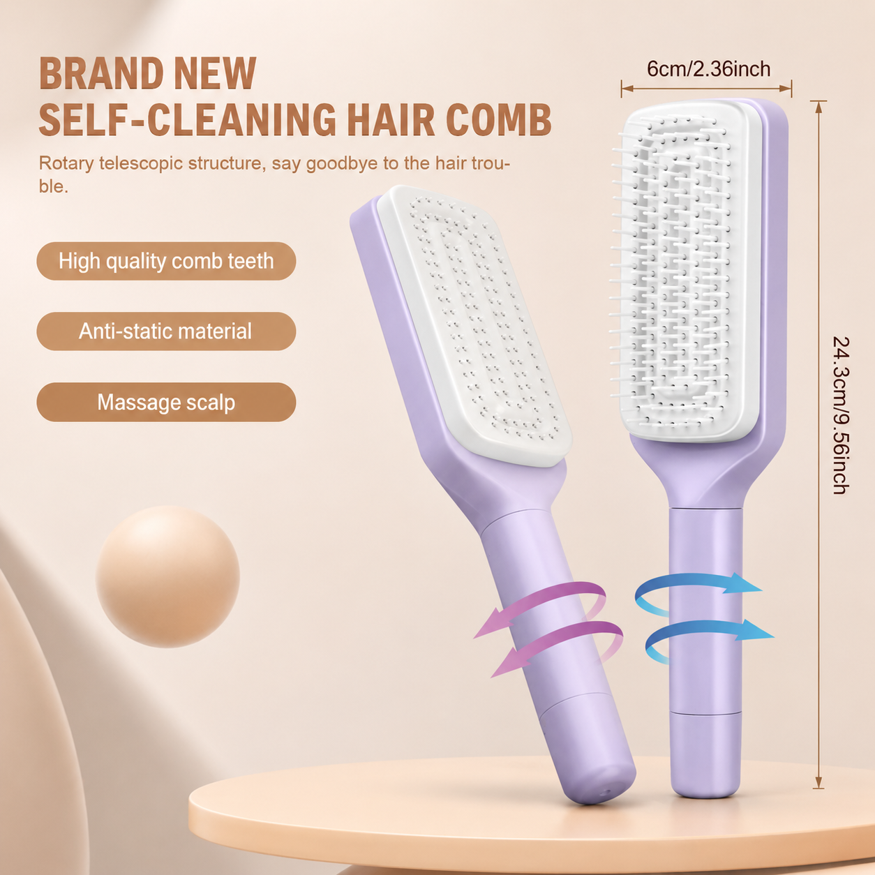 Self-Cleaning Hair Brush